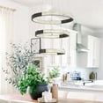 thumbnail image 3 of Vanity Art 3 Light Unique Tiered LED Chandelier Lighting | Modern Hanging Lights, Circular Ceiling Lights Fixtures for Dining Room Living Room Bed Room Kitchen SYLED1013-BK, 3 of 10