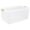 Sterilite 105qt Latch Box-clear W/lime Latches