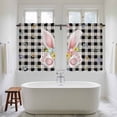 thumbnail image 4 of Easter Kitchen Curtains 54 Inch Length, Spring Rabbits Ears Feet Wildflowers Black Plaid Tiers Curtains for Bathroom Bedroom Cafe, Light Filtering Small Window Treatment Drapes 2 Panels 42"Wx54"L, 4 of 8