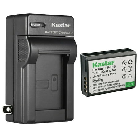 Kastar 1-Pack Battery and AC Wall Charger Replacement for Canon LP-E10 LPE10 Battery Canon LC-E10 LC-E10N Charger Canon EOS 3000D EOS Kiss X50 EOS Kiss X70 EOS Kiss X80 EOS Kiss X90 DSLR Camera