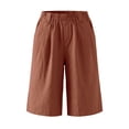 thumbnail image 4 of Staki Womens Shorts Casual Cotton Linen Shorts Elastic Drawstring Summer Beach Vacation Shorts Pockets(Pink,XXL), 4 of 7