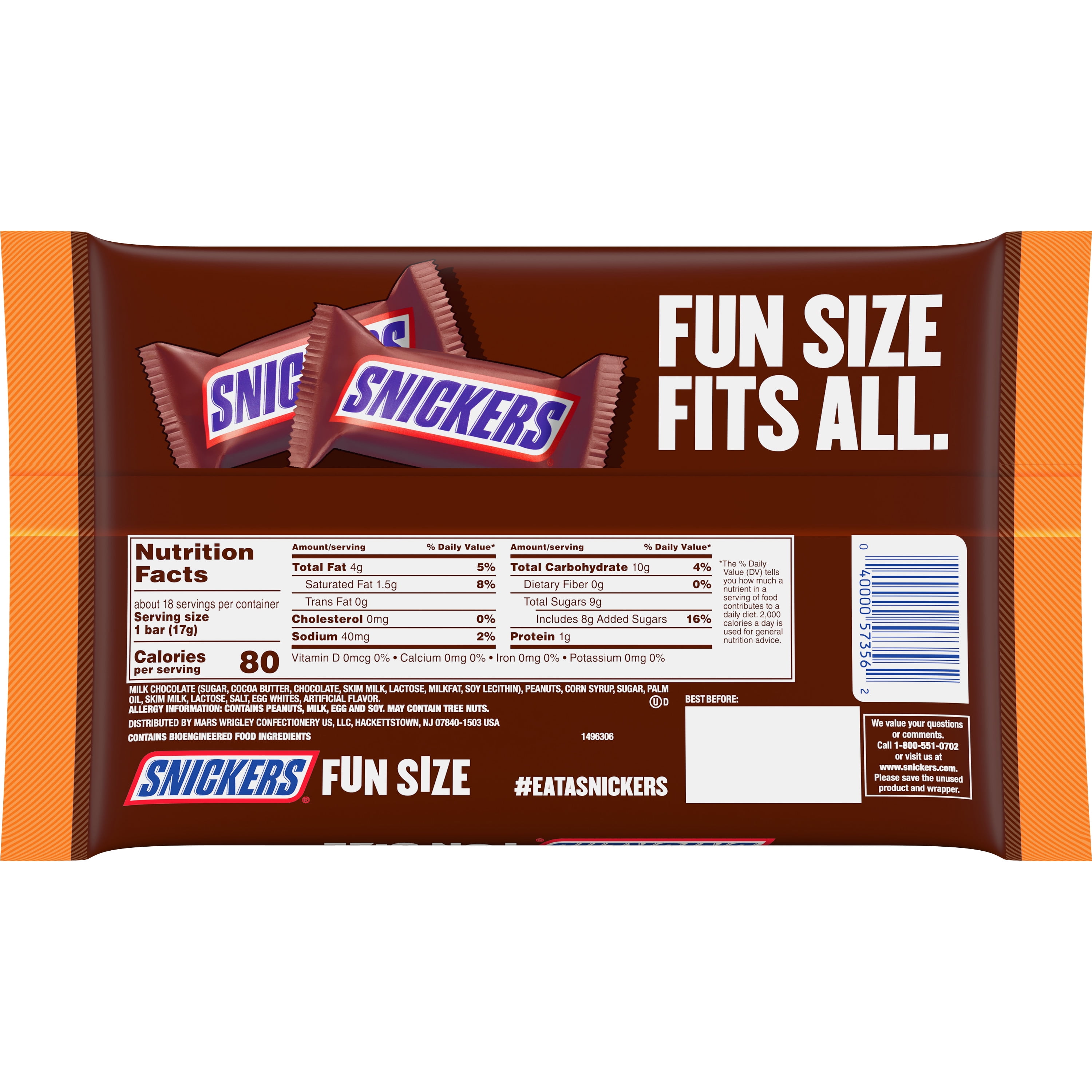 Snickers Fun Size Halloween Chocolate Candy Bars, 10.59 oz ...