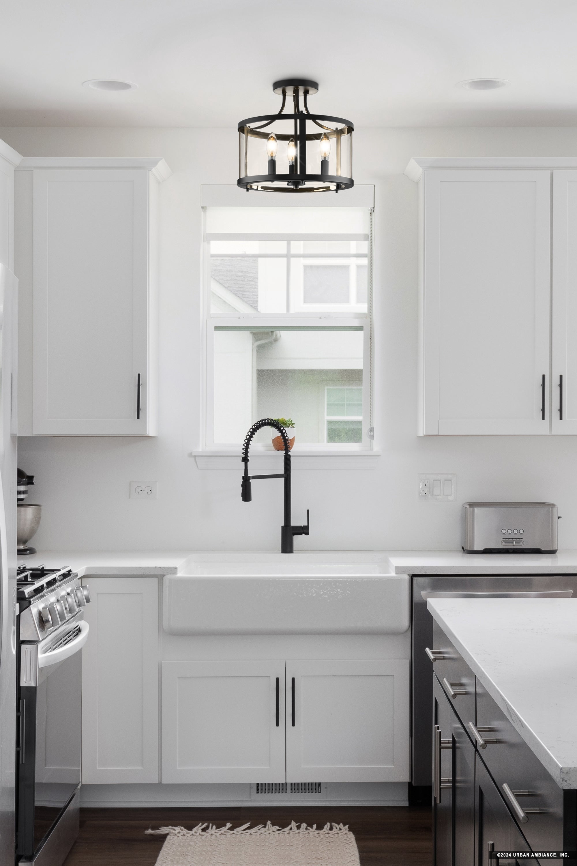 Luxury Modern Farmhouse Ceiling Light, Matte Black, UHP4593