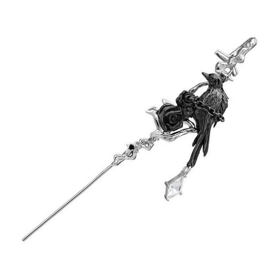 Fogun Comfortable Piercing Earrings Rose and Black Crow Stick Clip Earring Alternative Styles Accessories Party Wear Jewelry