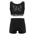 thumbnail image 2 of Nyeemya Kids Girls 2Pcs Shiny Rhinestones Dance Outfit Set Crop Top Shorts Set for Sports Yoga Gymnastics Black 14, 2 of 7