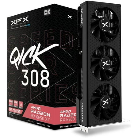 XFX RX-665X8LUDY Speedster QICK308 Radeon RX 6650XT Ultra Gaming Graphics Card with 8GB GDDR6 HDMI 3xDP, AMD RDNA 2
