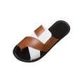 thumbnail image 2 of Xdegoge Flat Sandals for Women Crisscross Multi Tone Straps Toe Loop Slides Summer Beach Fashion Slipper Casual Outdoor Open Toe Minimalist Lightweight Footwear, 2 of 6