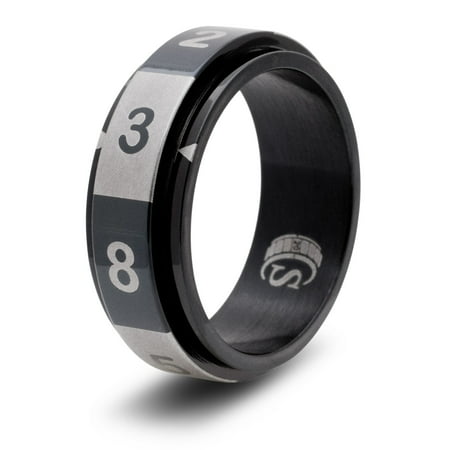 CritSuccess d8 Dice Ring with 8 Sided Die Spinner (Size 10.5 - Stainless Steel - Black)