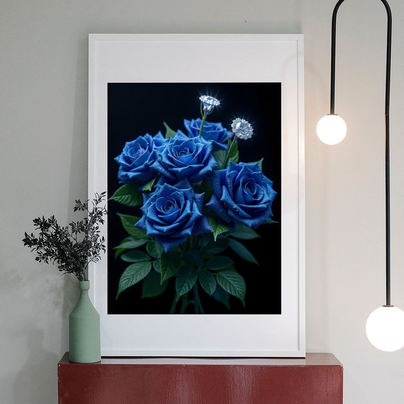Diamond Art Kits for Adults - 5d Blue Roses Dewy Sparkling Blooms Diamond Painting for Adults, Diamond Art for Adults Beginners, Diamond Painting Kits for Adults for Home Wall Decor