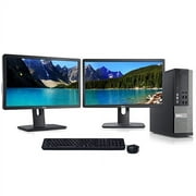 Restored Dell Optiplex Dual Monitor Desktop Computer Bundle Core i5 3.1GHz 8GB 256GB SSD with 2x 22" LCD Monitors and Windows 10 (Refurbished)