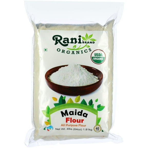 Rani Organic Maida Flour (Indian All Purpose Flour) 64oz (4lbs) 1.81kg Bulk ~ All Natural | Vegan | Gluten Friendly | NON-GMO | Indian Origin | USDA Certified Organic