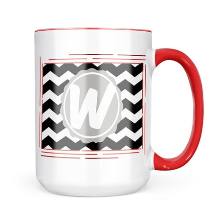 

Neonblond Monogram W Black Chevron Mug gift for Coffee Tea lovers