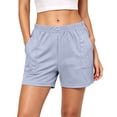 thumbnail image 2 of Tqcoqu Athletic Shorts for Women,Elastic Waist Quick Dry Casual Running Short,Summer Work Out Fashion Clothes with Pockets,Sky Blue Women's M-XXL, 2 of 9