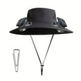 thumbnail image 3 of Wide Brim Solar Fan Outdoor Fishing Hat-Solar & Usb Charging,Solar Fan Hats for Men with Two Adjustable and Detachable Small Fan Built in,High Efficiency,Energy Saving,Long Battery Life,Black, 3 of 5