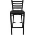 thumbnail image 6 of Emma + Oliver 2 Pack Black Ladder Back Metal Restaurant Barstool - Black Vinyl Seat, 6 of 12