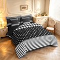 thumbnail image 2 of Manfei Modern Checkered 7-Piece Twin Bedding,Minimalist Polka Dot Bedding Comforter Set,Black White,Black Reversible, 2 of 7