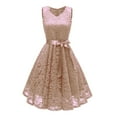thumbnail image 2 of Vestido de dama de honor con cuello en V y encaje para mujer: vestido de fiesta formal con corte en A, poliéster, tallas estadounidenses 4-18, 2 of 6