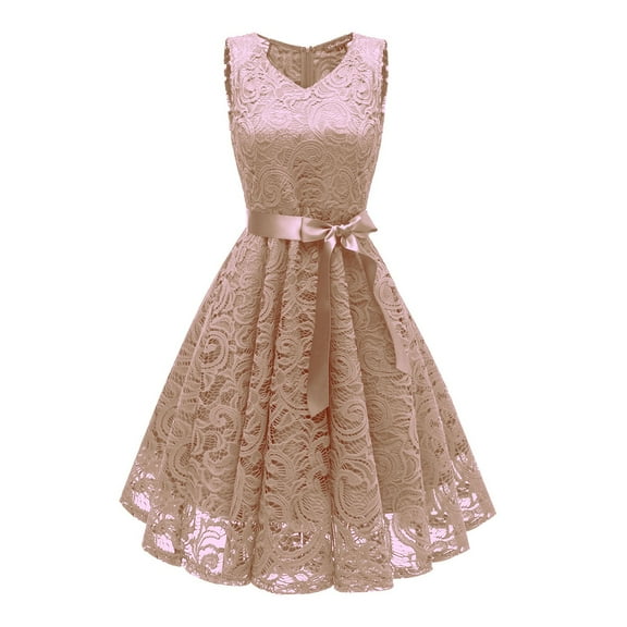 jsaierl Tea Party Dress for Women Vintage Princess Floral Lace Cocktail V-Neck Party Aline Swing Dresses for women 2025