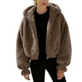 thumbnail image 2 of DAFPZW Womens Fleece Jacket Winter Sherpa Warm Full Zip Hoodies Fuzzy Shearling Long Sleeve Padded Coat Outerwear, 2 of 8