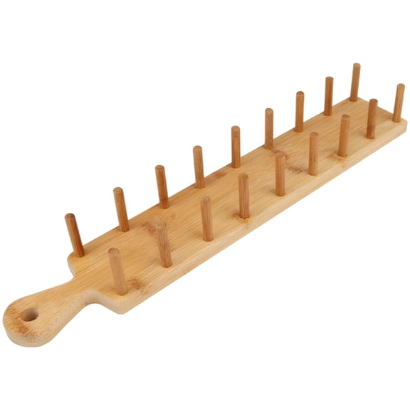 Wood Taco Holder Stand, 16 in Tortilla Crepe Rack with Handle, Multiple Posts Design, Space Saving, Reusable, Natural Wood Taco Serving Tray for Kitchen, Parties, Buffets