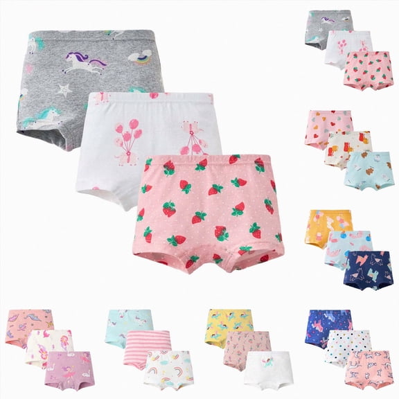 Splozh Potty Training Underwear for Girls Pack of 3, Cute Soft Breathable Seamless Cotton Toddler Girl Training Underwear Panties White,4-5 Years