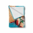 thumbnail image 2 of Mexican Soft Flannel Fleece Throw Blanket, Native Latin Elements Sombrero and Maracas on Wood Americana Inspired Background, Cozy Plush for Indoor and Outdoor Use, 60" x 80", Blue Cream, by Ambesonne, 2 of 6