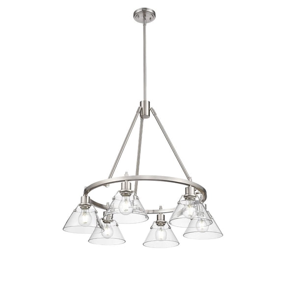 3306-6 PW-CLR-Golden Lighting-Orwell - 6 Light Chandelier-20.38 Inches Tall and 29 Inches Wide-Pewter Finish-Clear Shade Color