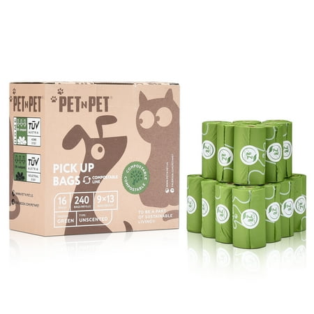 UPC: 0766330090028 | PET N PET Dog Poop Bag 100% Compostable Poop Bags Vegetable-Based Corn Starch Dog Poop Bags Unscented Poop Bags Refill Rolls