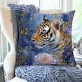 thumbnail image 4 of Horivan 2 Counts Floral Blue Pillow Cover Nylon Spandex Sofa Cushion Case Washable Home Decor for Living Room Bedroom Outdoor Patio Furniture Decorative Throw Pillowcase, 4 of 6