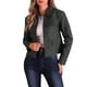 thumbnail image 1 of Chaqueta de cuero sintético para mujer INSPIRE CHIC con cuello de solapa, mangas largas y cremallera, color negro M, 1 of 6