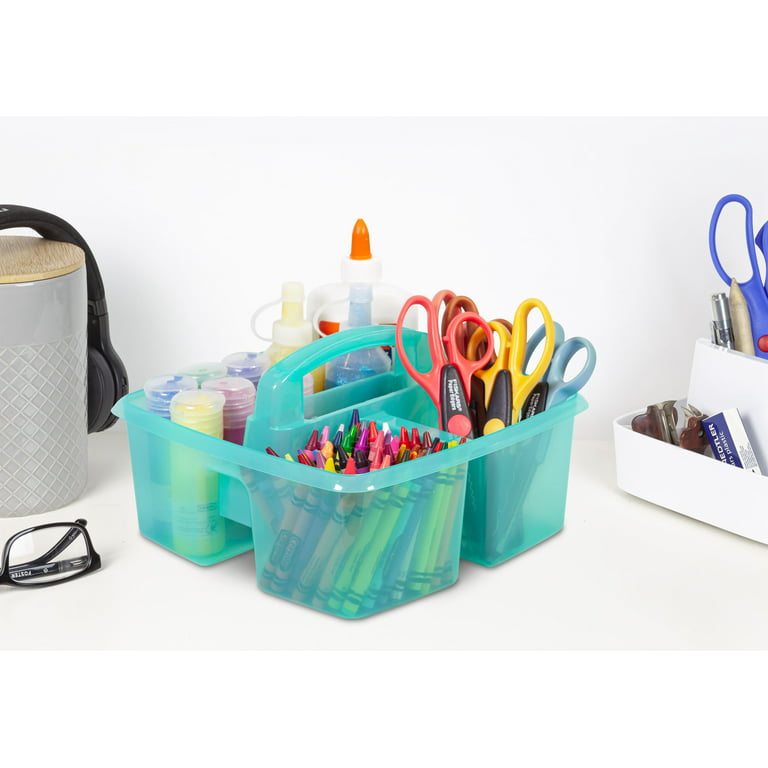 Caddy Organizer l Stackable Plastic Caddy with Handle | Desk, Makeup, Dorm  Caddy, Classroom and Craft Organizers and Storage Box Tote | Office and