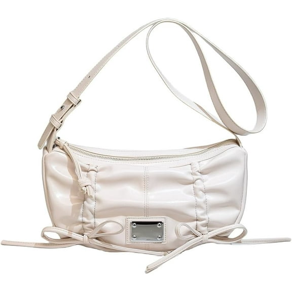 Juoxeepy Bow Purse Y2K Aesthetic Crossbody Bag Trendy Shoulder Bag Purse for Women Fashion PU Leather Hobo Bag
