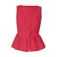thumbnail image 6 of FchengtaiS Women's Cotton Linen Tank Tops Sleeveless Peplum Top Button Front Flared Hem Blouse Summer Casual Daily Clothes, 6 of 7