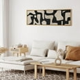 thumbnail image 3 of IDEA4WALL Extra Large Framed Canvas Print Wall Art Geometric Contours Black & White Abstract Fine Art Classic Pastel Boho Artwork Wall Decoration Relax/Calm for Living Room - 60"x20", 3 of 5