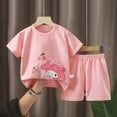 thumbnail image 2 of HCNTES Toddler Baby Boy Summer Clothes Kid Outfits Girls Short Sleeves T-Shirt Tops + Shorts Cute Outfits Set For 2t 3t 4t 5t 6t 7t Kids Daily School Activities(H01-Pink,5-6 Years), 2 of 4