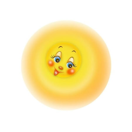 9.5" Round Pre-Cut Smiling Sun Emoji Birthday Edible Image Cake Topper By TNCT