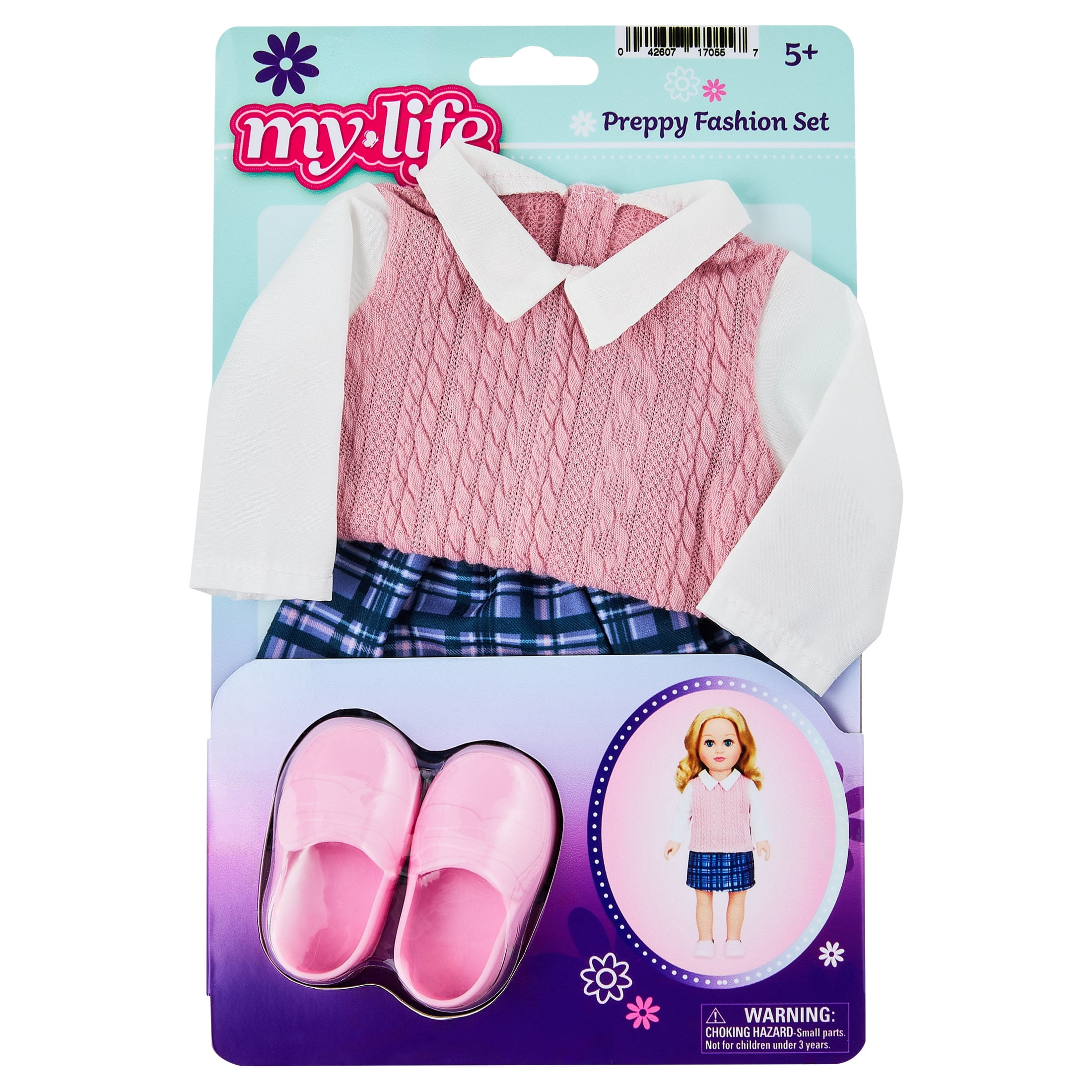 My Life As Preppy Pink Fashion Set for 18-inch Dolls, 3 Pieces