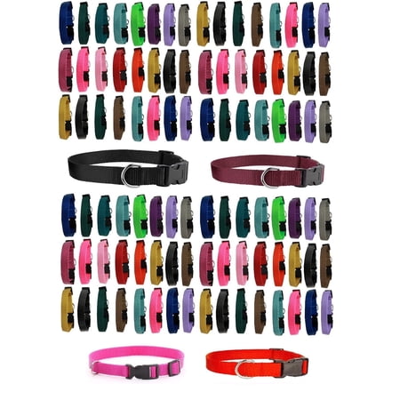 Dog Collar Shelter Rescue Vet Bulk Pack 100 Assorted Color Adjustable Pick Size (X-Small - 6 to 10 Inch)