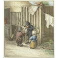 thumbnail image 3 of Jean Bernard 12x13 Black Modern Framed Museum Art Print Titled - Three Children Playing with a Pig Bladder (1775 - 1833), 3 of 5