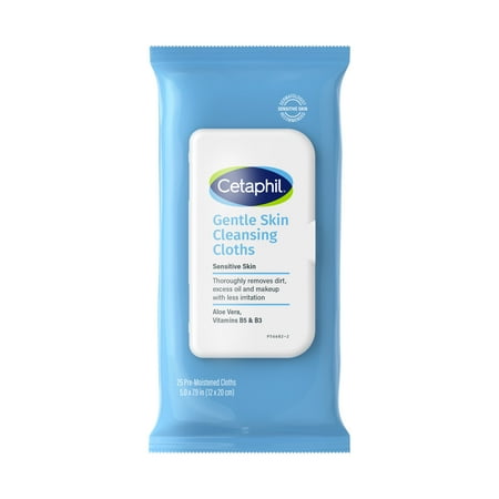 Cetaphil Gentle Skin Cleansing Cloths, 25 ct, Fragrance Free Face and Body Wipes