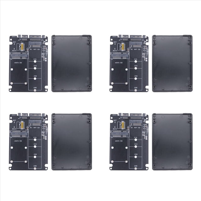4X M.2 NGFF MSATA SSD to SATA 3.0 Adapter Card 2 in 1 Converter Card M.2 SSD Adapter Card External Hard Drive Enclosure,4 x Adapter Card 4 x Shell,Black