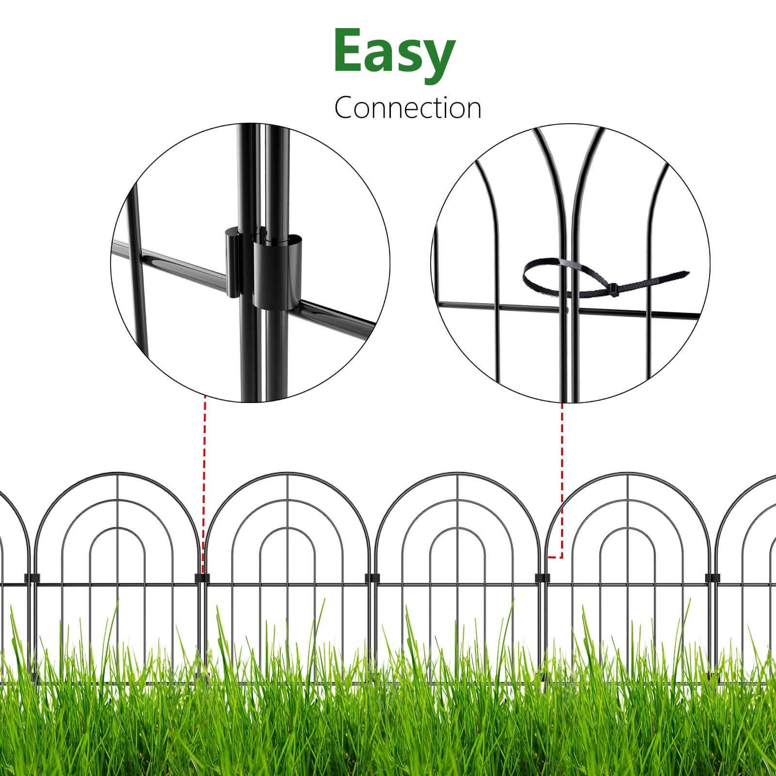 Decorative garden fence, 16 feet (length) x 17 inches (height) rust-proof wire mesh frame, used for dog, rabbit and planting yard temporary pile protection.