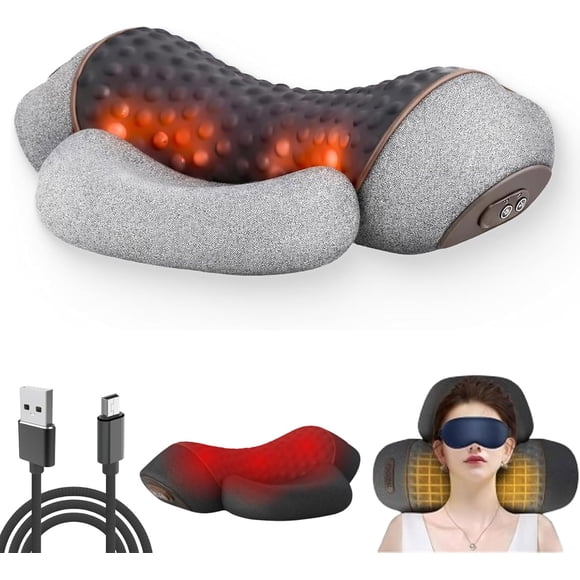 Artuvate Neck Massager, Fisiorest 3-in-1 Neck Massager Pillow, with Heat and Traction, Ergonomic Memory Foam Pillows for Shoulder & Back Relax