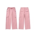 thumbnail image 4 of Gyratedream Kids Girls Baggy Cargo Pants Elastic Waist Drawstring Loose Fitting Work Pants Casual Joggers Pants with Pockets 7-14 Years, 4 of 8