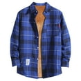 thumbnail image 2 of Huankd Men's Sherpa Lined Flannel Shirt Jacket Plaid Button Up Jacket Coat with Pocket Dark Blue 3XL, 2 of 5