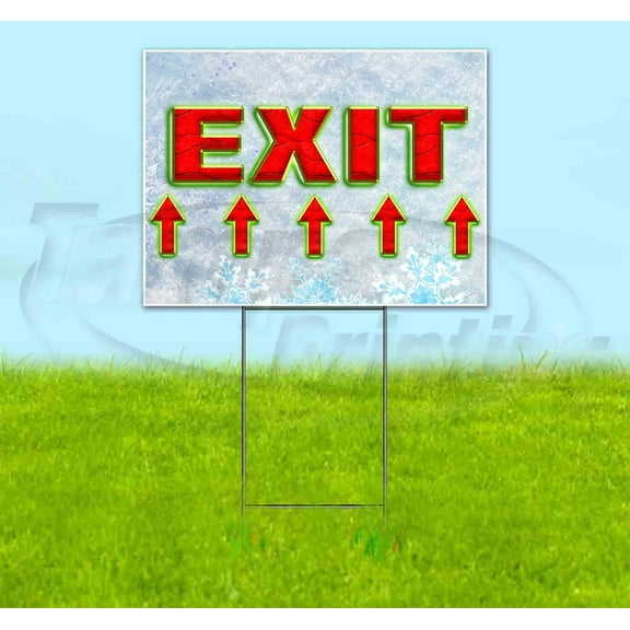 Exit Arrow (18" x 24") Yard Sign, Includes Metal Step Stake