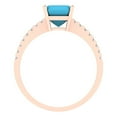 thumbnail image 4 of Clara Pucci 14K Rose Gold Solid Gold Turquoise Solitaire with Accents Anniversary Ring for Women - 2.7 cttw Cushion Cut, 4 of 7