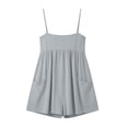 thumbnail image 4 of FchengtaiS Womens Summer Sleeveless Rompers Square Neck Spaghetti Strap Short Jumpsuits Beach Vacation Clothes with Pockets, 4 of 7