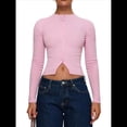 thumbnail image 1 of Suéter Corto Informal de Larga con Cuello Halter, Botones y Abertura Frontal para Mujer Rosa M, 1 of 7