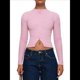 thumbnail image 1 of Suéter Corto Informal de Larga con Cuello Halter, Botones y Abertura Frontal para Mujer Rosa S, 1 of 7